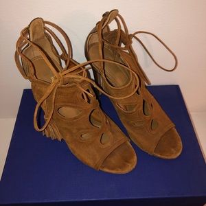 Aquazurra Brown Suede Lasercut Sandals